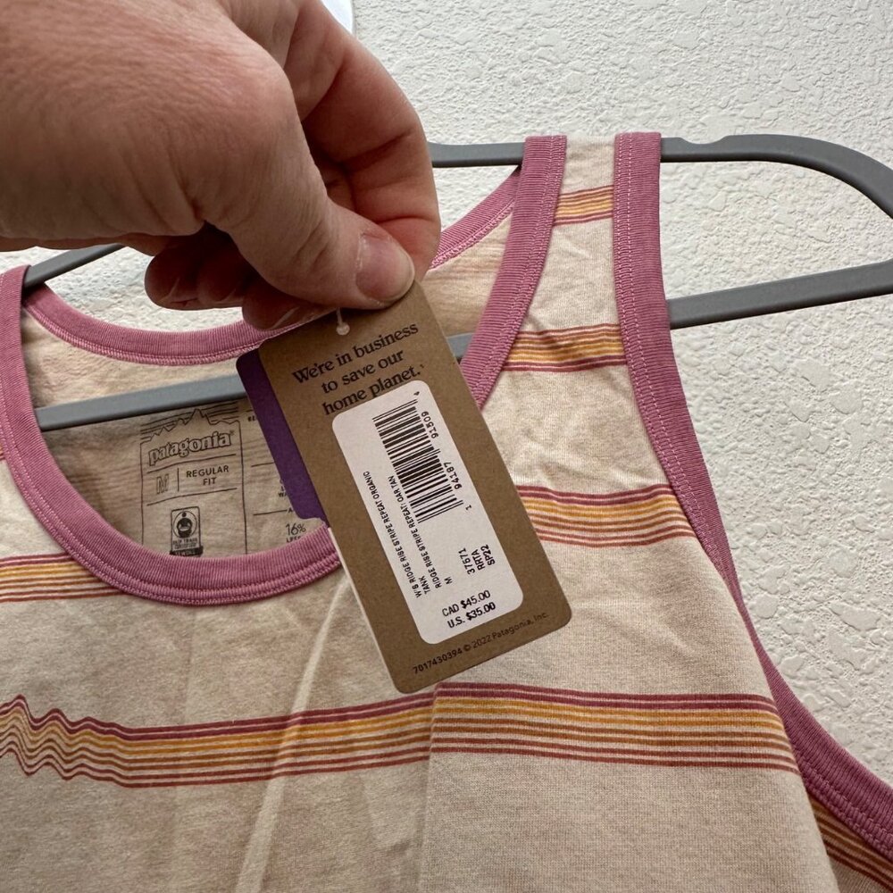 Patagonia Ridge Rise Stripe Organic Ringer Tank Top Shirt Womens size Medium NEW - Picture 3 of 8